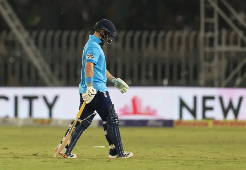 England's Ben Duckett walks off after being dismissed