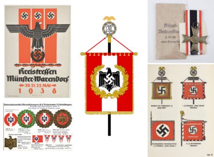 Nazi-Ästhetik, Collage: Bildquellen: Kreismuseum Grimma (Dekorationsartikel), Invaluable (NSDAP-Plakat)