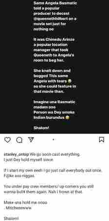 Actress Queeneth Hilbert calls out Mercy Johnson for "decasting" her in a movie and Angela Okorie for following suit because of their friendship