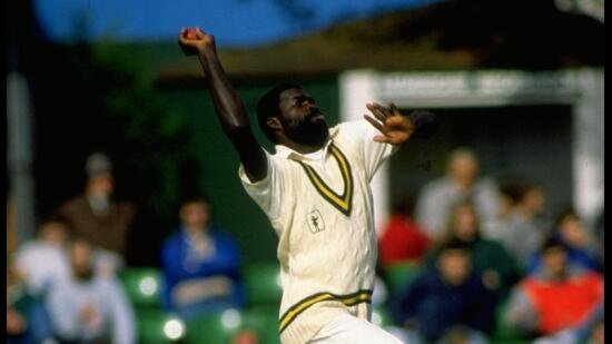 Franklyn Stephenson of Nottinghamshire bowls during a match against Worcestershire at New Road in Worcester, England in May 1988. (Getty Images)