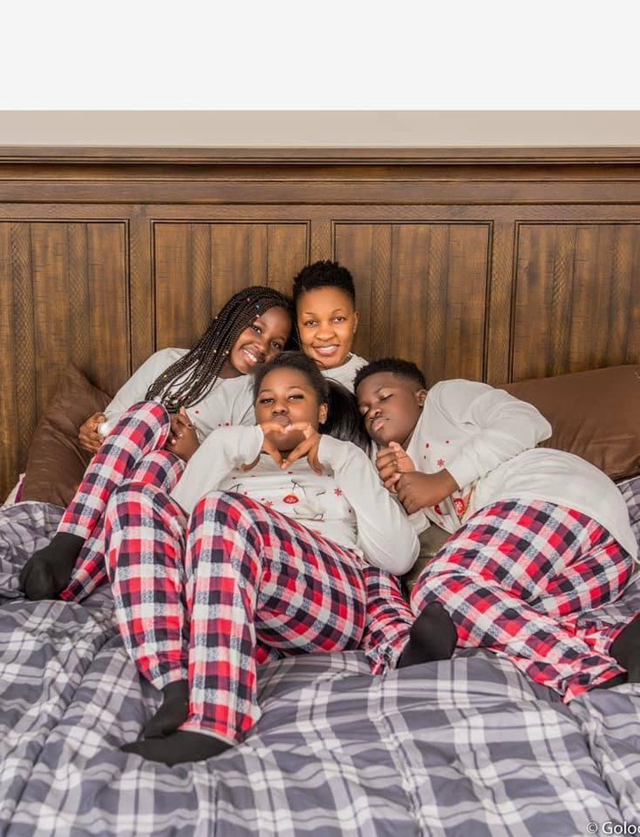 Julie Mutesasira and her kids 