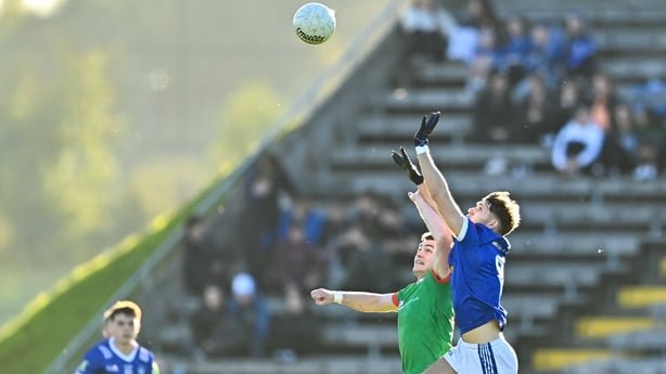 18 October 2026; Ryan Brady of Gowna in action against Paddy Meade of Kingscourt Stars during the Cavan County Senior Club Football Championship final match between Gowna and Kingscourt Stars at Kingspan Breffni in Cavan. Photo by Tyler Miller/Sportsfile