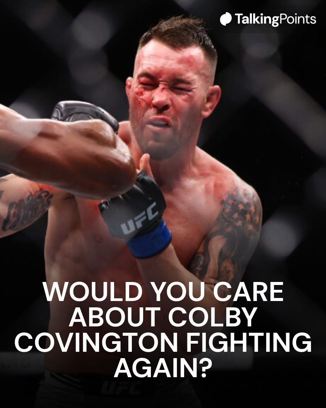 Colby Covington reacts after being punched by Kamaru Usman