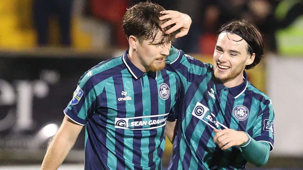 Alex Bannon after scoing the opening goal at Shamrock Park