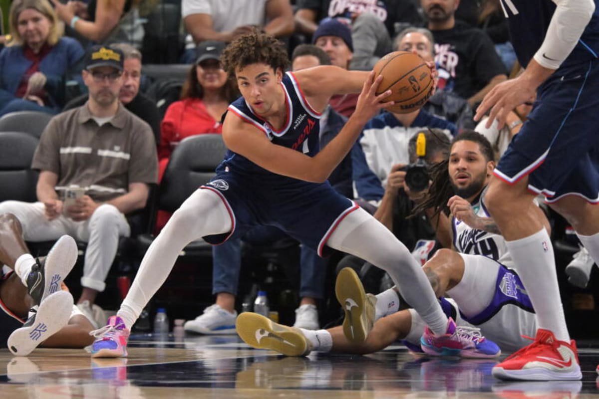 Fans watch as Clippers guard Keaton Wagler grabs the basketball during a win over the Kings Wednesday at Intuit Dome.