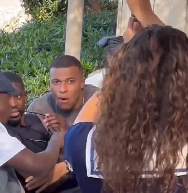 They were pictured at the same restaurant&nbsp;La Guerite where France superstar, Kylian Mbappe (left) was recently stunned into silence by a woman at the restaurant