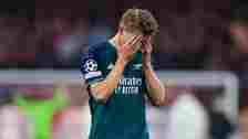 Martin Odegaard of Arsenal looks dejected after the UEFA Champions League quarter-final second leg match between FC Bayern München and Arsenal FC a...