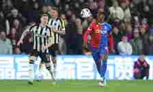 Crystal Palace's Eberechi Eze and Newcastle United's Emil Krafth during the Premier League match between Crystal Palace and Newcastle United at Sel...