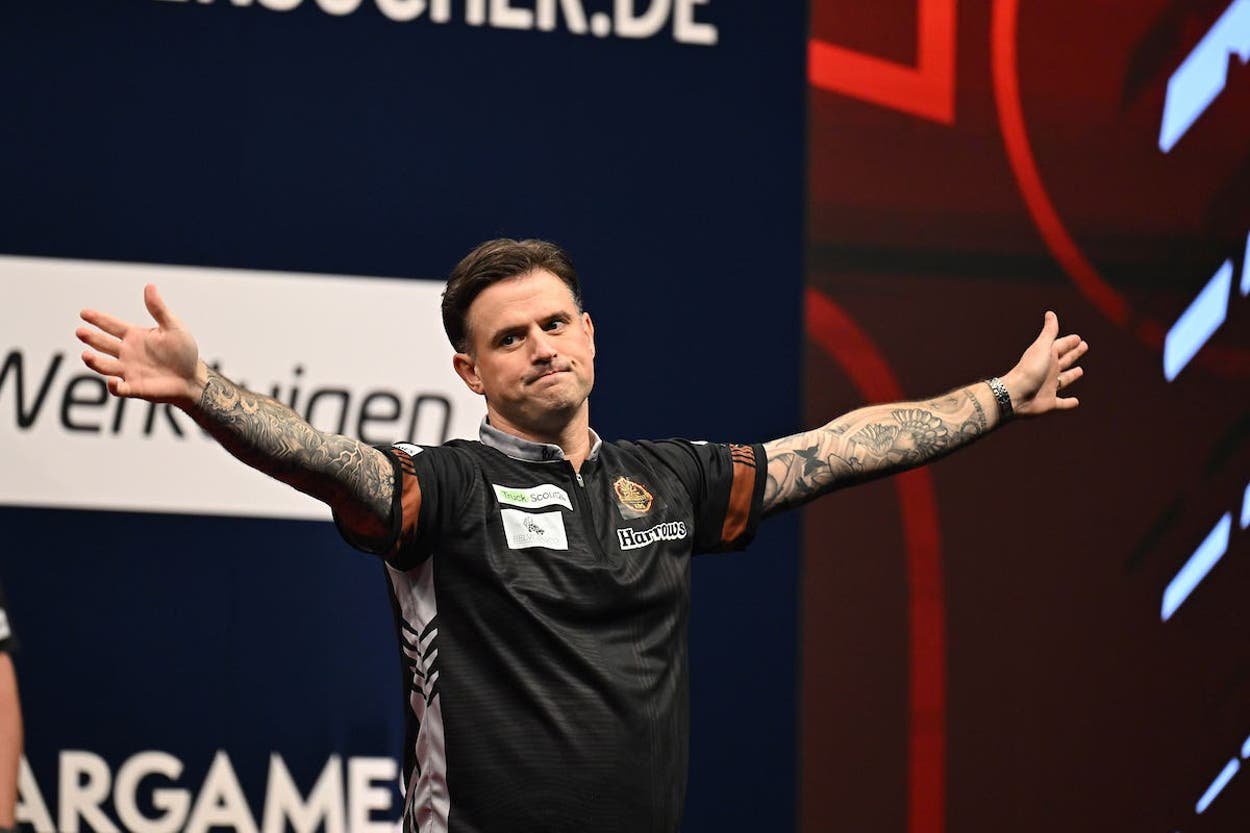 Luke Woodhouse hit a nine-dart finish in the European Championship (Michael Cooper/PDC)