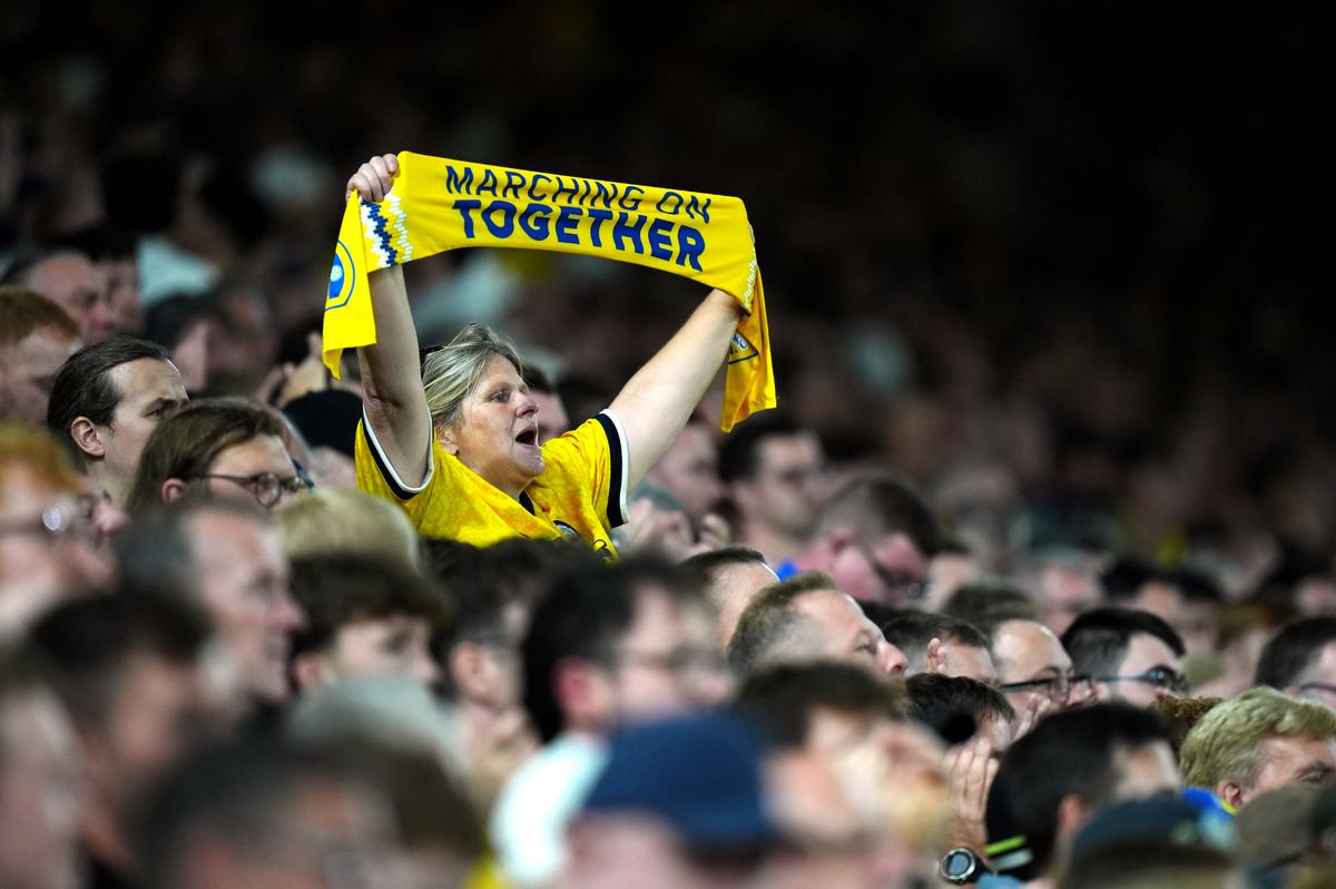 A Leeds United fan during the Premier League match at Elland Road against Newcastle