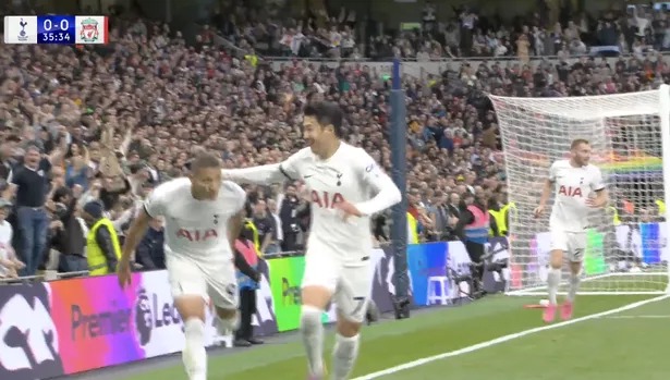 Son ran away in celebration at his easy tap in for the opening goal