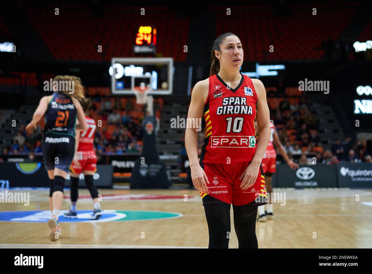 Laia flores of spar girona in action during the liga femenina endesa at fuente de san luis sport hall valencia liga femenina 