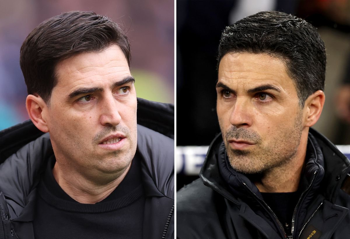 FILE PHOTO (EDITORS NOTE: COMPOSITE OF IMAGES - Image numbers 2301924198, 2301355767) In this composite image a comparison has been made between Andoni Iraola, Manager of Liverpool (L) and Mikel Arteta, Manager of Arsenal, Liverpool and Arsenal meet in a Premier League fixture  on November 1,2026 at Anfield in Liverpool, England.***LEFT IMAGE*** LIVERPOOL, ENGLAND - OCTOBER 25: Andoni Iraola, Manager of Liverpool, looks on before the Premier League 2026/27 match between Liverpool FC and Brighton & Hove Albion at Anfield on October 25, 2026 in Liverpool, England. (Photo by Carl Recine/Getty Images) ***RIGHT IMAGE*** MUNICH, GERMANY - OCTOBER 21: Mikel Arteta, Manager of Arsenal, looks on before the UEFA Champions League 2026/27 League Phase MD3 match between FC Bayern München and Arsenal FC at Football Arena Munich on October 21, 2026 in Munich, Germany. (Photo by Alex Grimm/Getty Images)