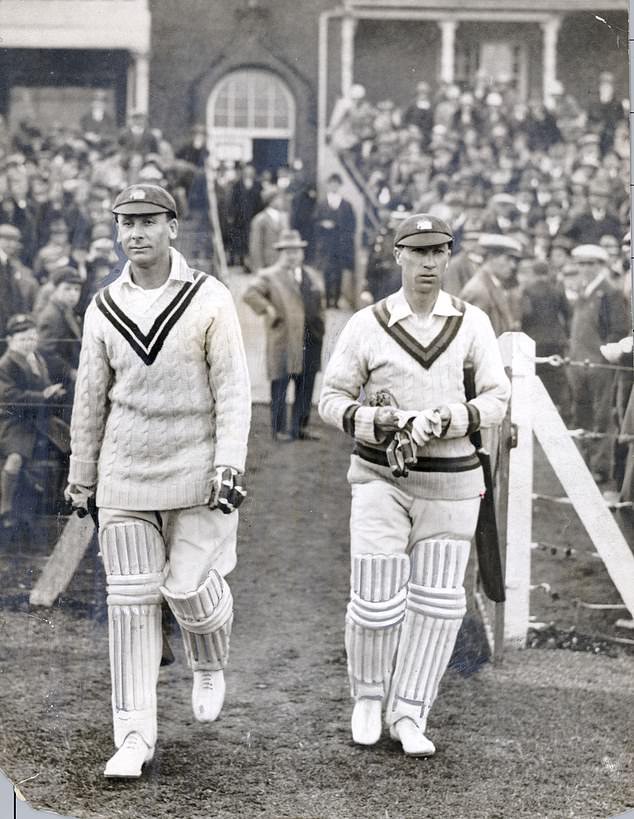Jack Hobbs (left) walking out to bat for Surrey - he was cricket's original 'Master'