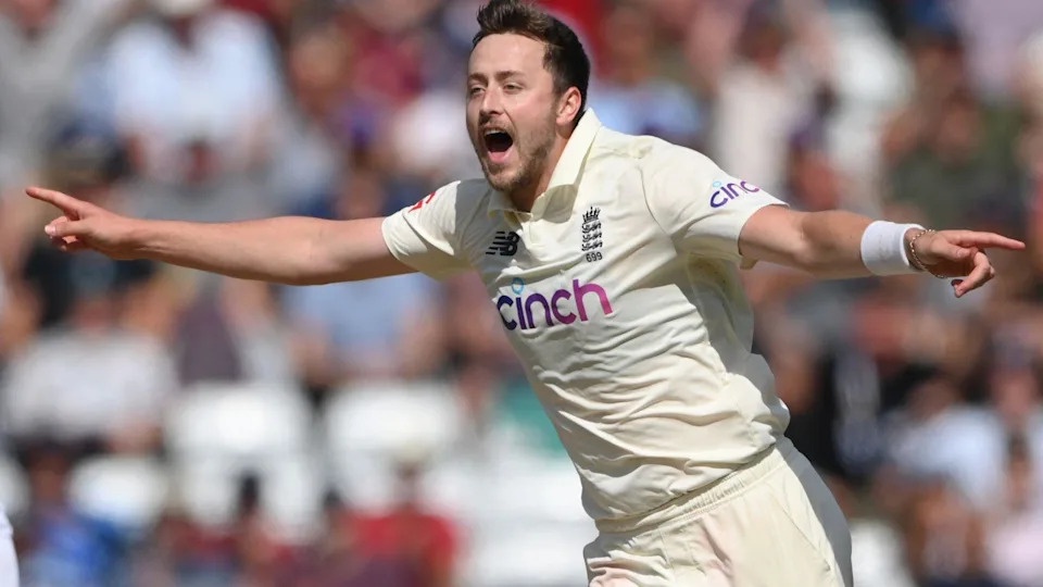Ollie Robinson celebrates a wicket