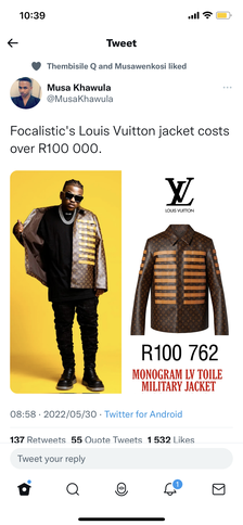 Focalistic's Louis Vuitton Monogram Toile Military jacket costs