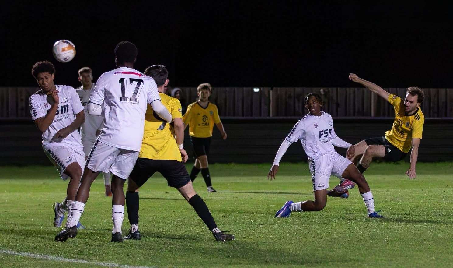 Harry Johnson fires home the fourth goal. Photo: Steve Nesbitt @lincssnapper
