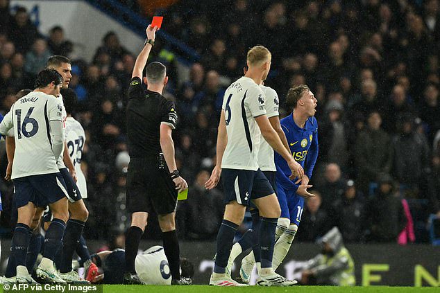 Cole Palmer was sent off for two yellow cards in quick succession after a moment of madness