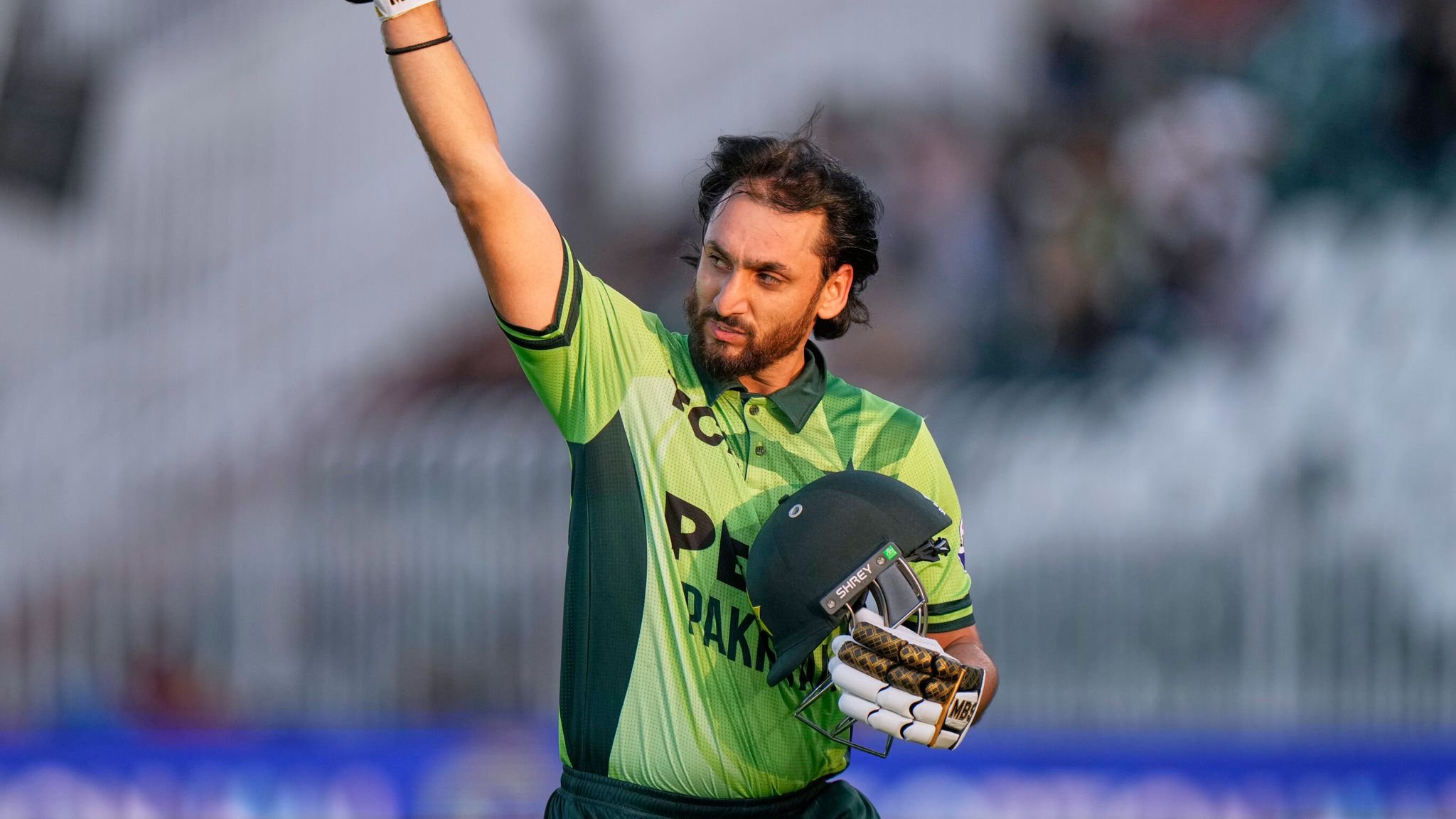Pakistan’s Salman Ali Agha reacts as he leaves the field after his dismissal during the tri-series ODI against Sri Lanka (AP Photo/Anjum Naveed)