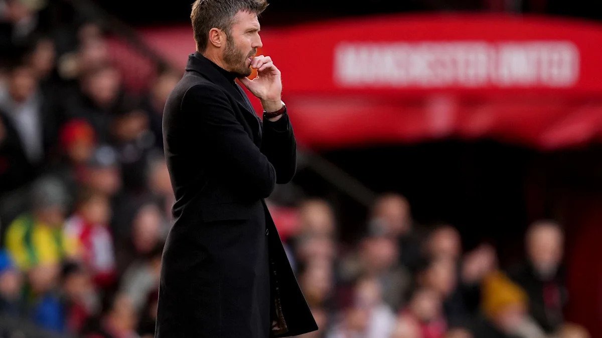 FILE PHOTO - Manchester United manager Michael Carrick reacts ahead of the English Premier League soccer match between Manchester United and AFC Bournemouth at Old Trafford. (is associated with: «Man Utd chiefs convene at Carrington to consider Carrick's future») Martin Rickett/PA Wire/dpa
