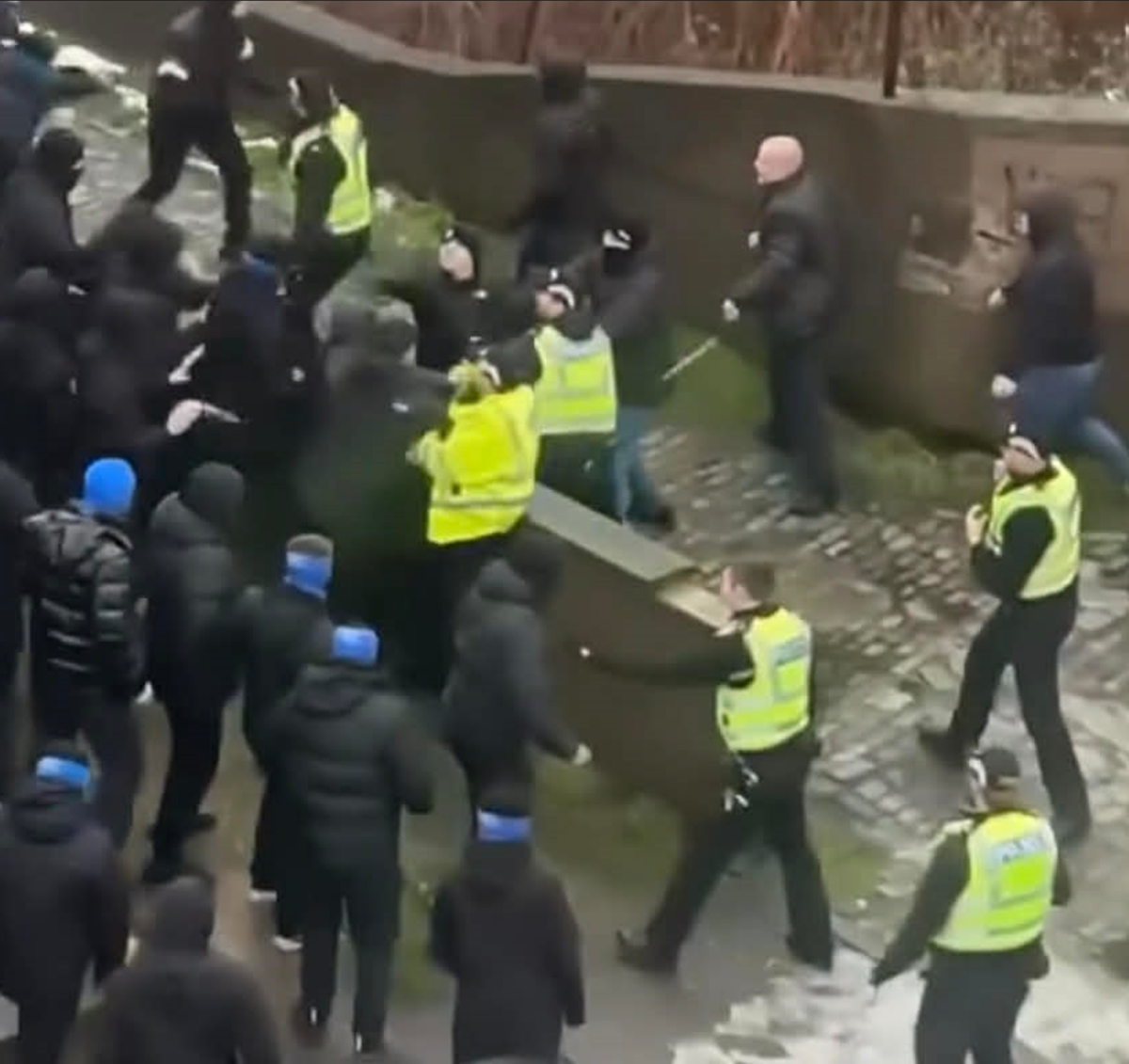 Rangers fans clash with Aberdeen supporters in the Granite City 