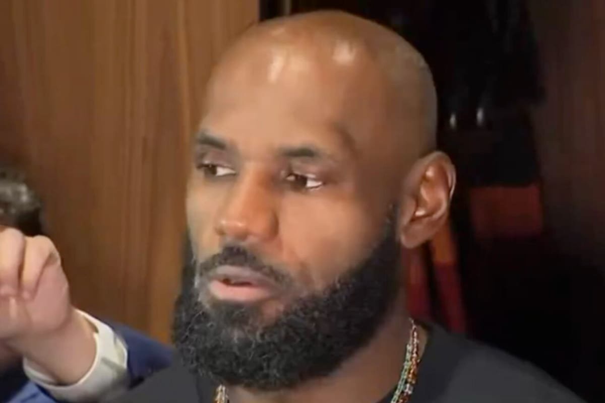 LeBron James speaks to the media
