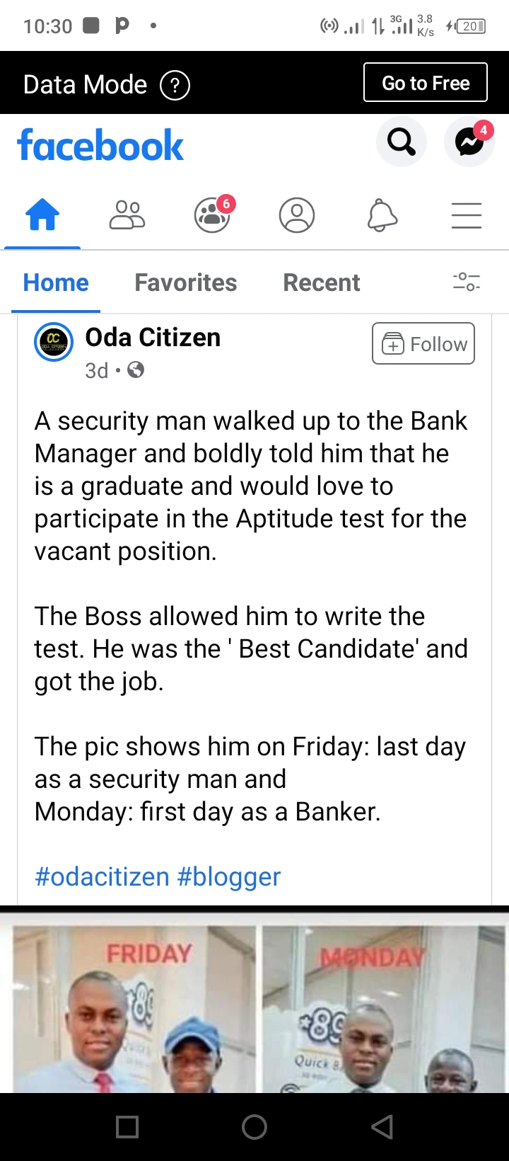 Miracle: Man working as security on Friday becomes a banker on Monday (Photos)