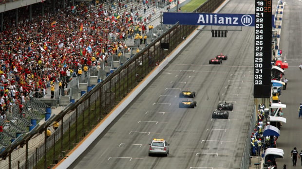Michelin's tyre issues forced only the six Bridgestone cars to start the 2005 US Grand Prix