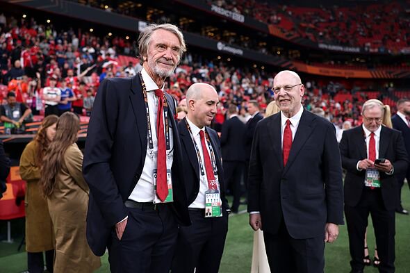 Sir Jim Ratcliffe with Omar Berrada and Avram Glazer.