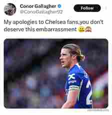 Conor Gallagher Apologizes to Chelsea Fans after Defeat to Arsenal