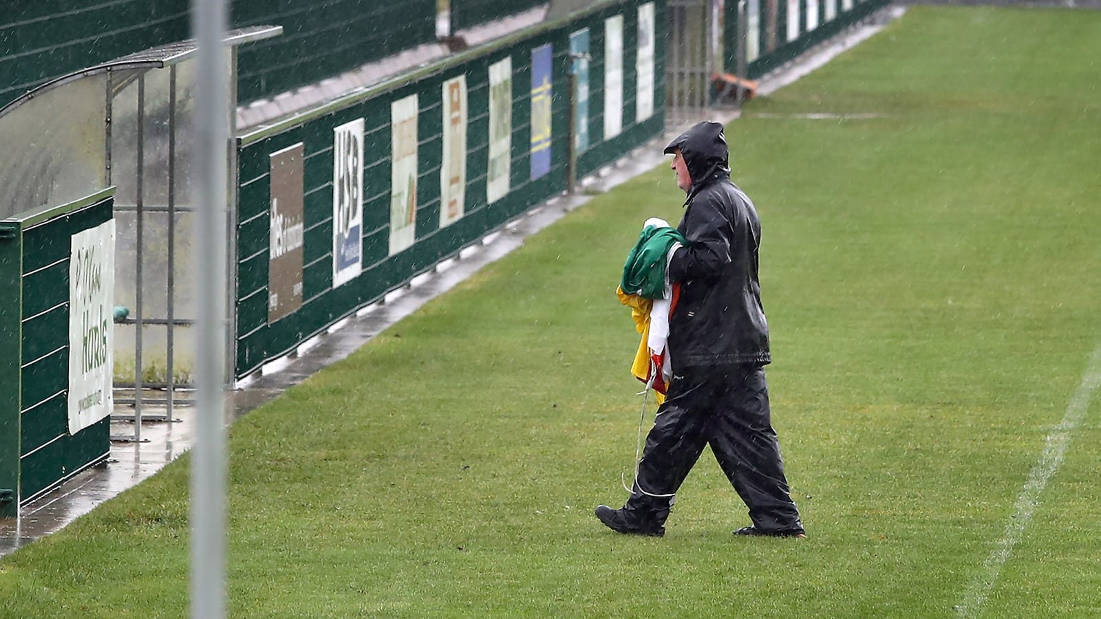 Flags removed after Ulster camogie semi-final postponed PICTURE: MARGARET MCLAUGHLIN  24-10-2026