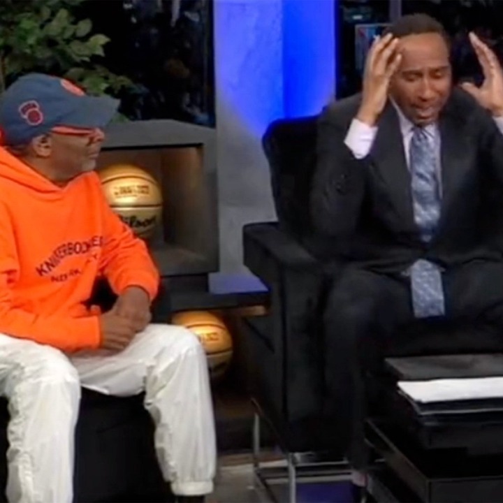 Spike Lee and Stephen A. Smith during the 2022 NBA Draft