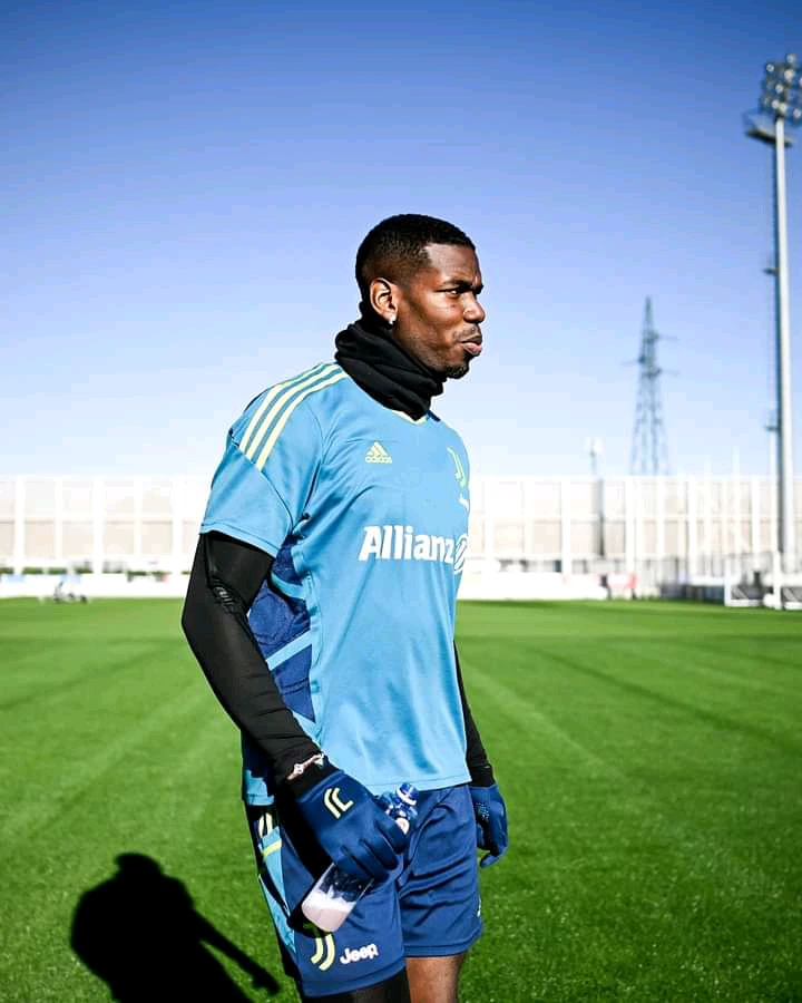 Paul Pogba trains with Juventus team mates for the first time since October after serious injury