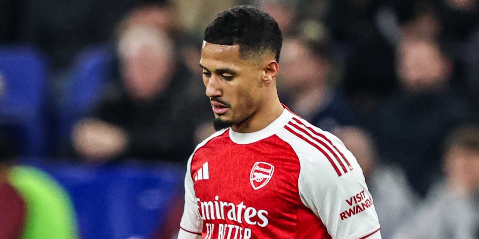 William Saliba of Arsenal on the ball