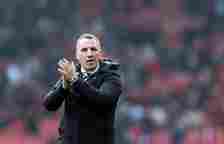 Celtic manager Brendan Rodgers is seen as Celtic win a penalty shoot out during the Aberdeen v Celtic - Scottish Cup Semi Final at Hampden Park on ...