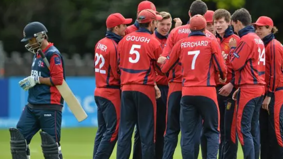 Jersey celebrate taking a Nepal wicket