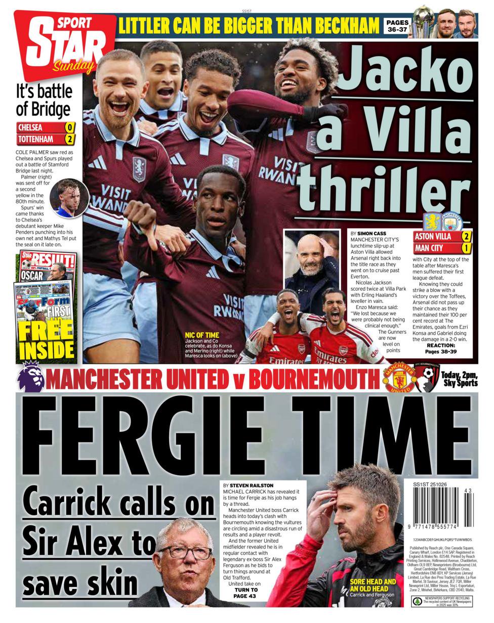 Daily Star on Sunday back page