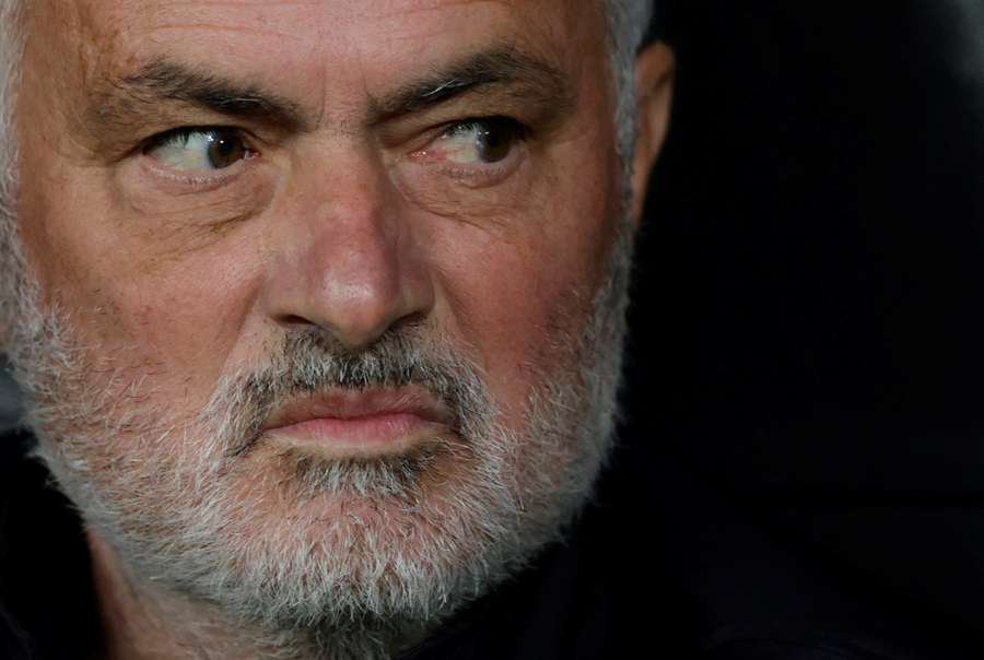 Real Madrid coach Jose Mourinho looks on