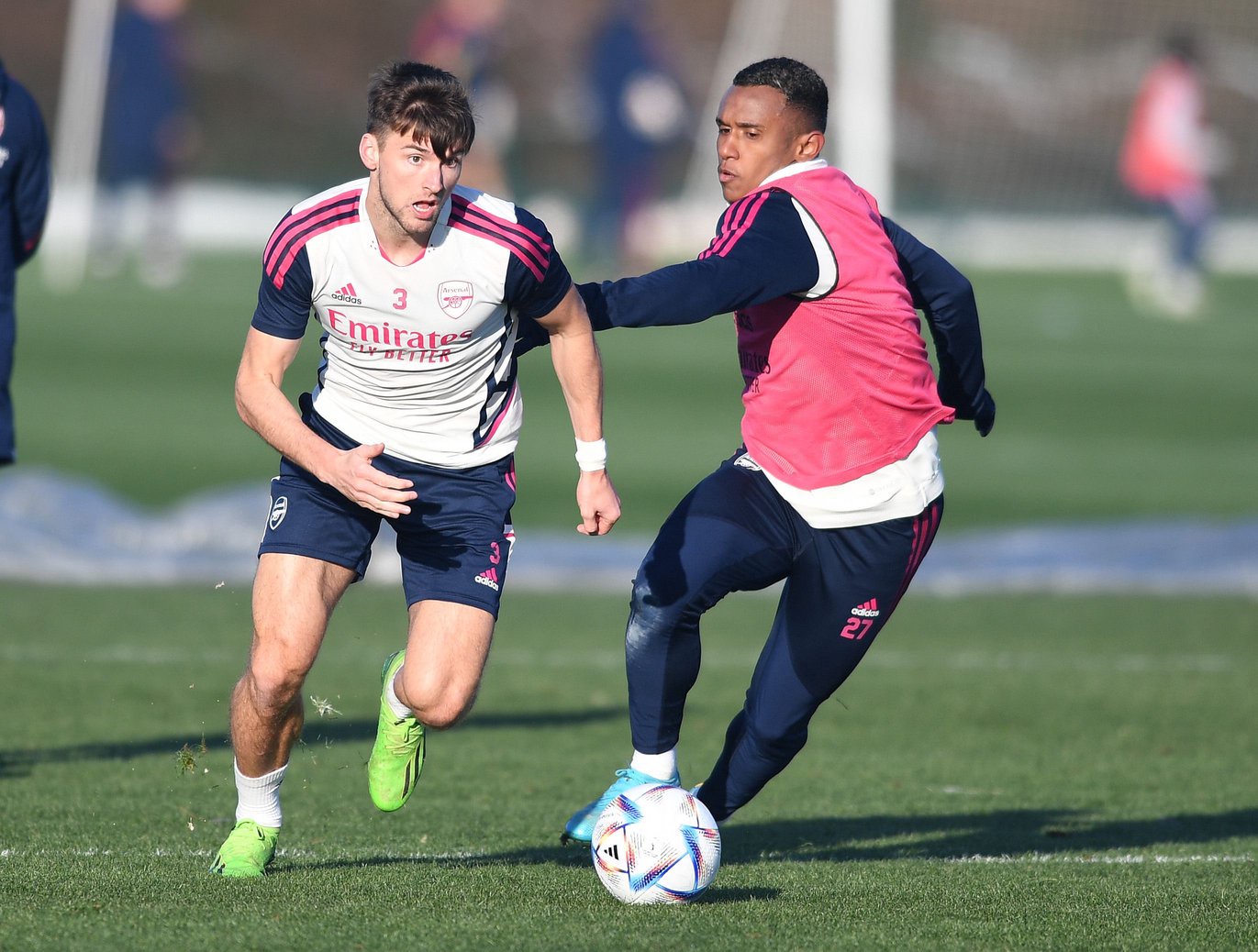 Arsenal players involved in a snowball fight during training session at London Colney (Photos)
