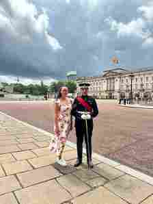 Jacob Lockwood, pictured right, got engaged longterm girlfriend Ruth O'Hara, left, moments before Trooping of the Colour
