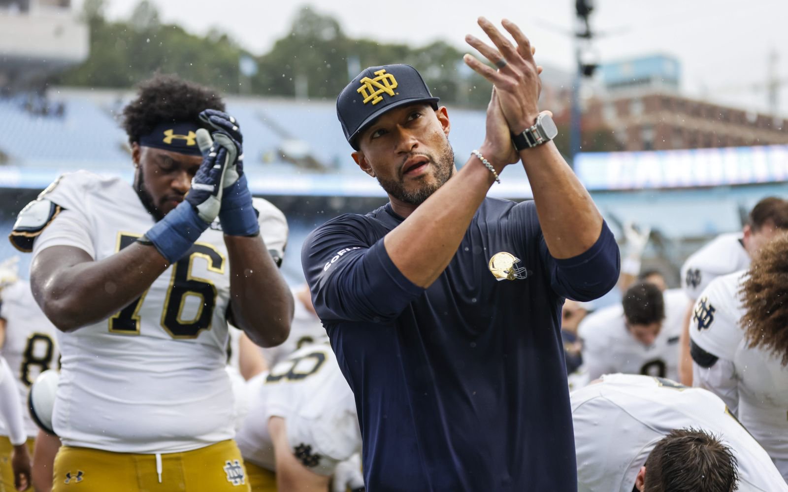 Notre Dame head coach Marcus Freeman