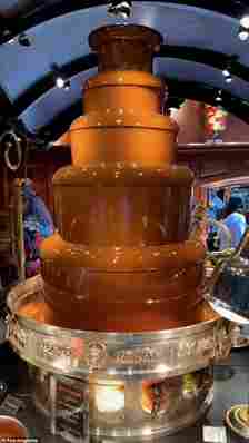 The chocolate fountain is part of an epic spread. It would take ten visits to even start to do it justice
