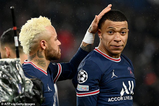 Pochettino has had to fit Neymar (left), Kylian Mbappe (right) and Messi into the same team