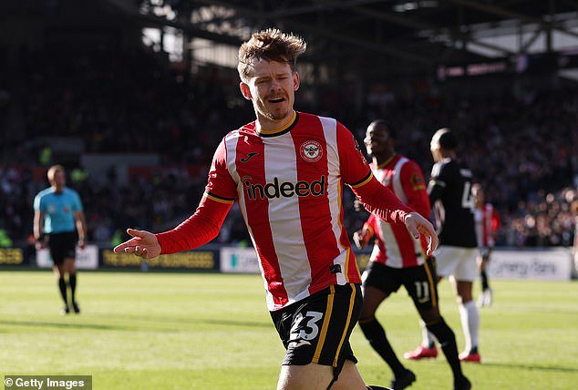Keane Lewis-Potter had put Brentford ahead not long before half-time with a header