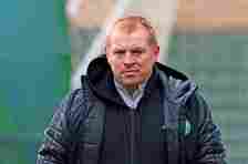 Neil Lennon during a Celtic training session at Lennoxtown in 2020.