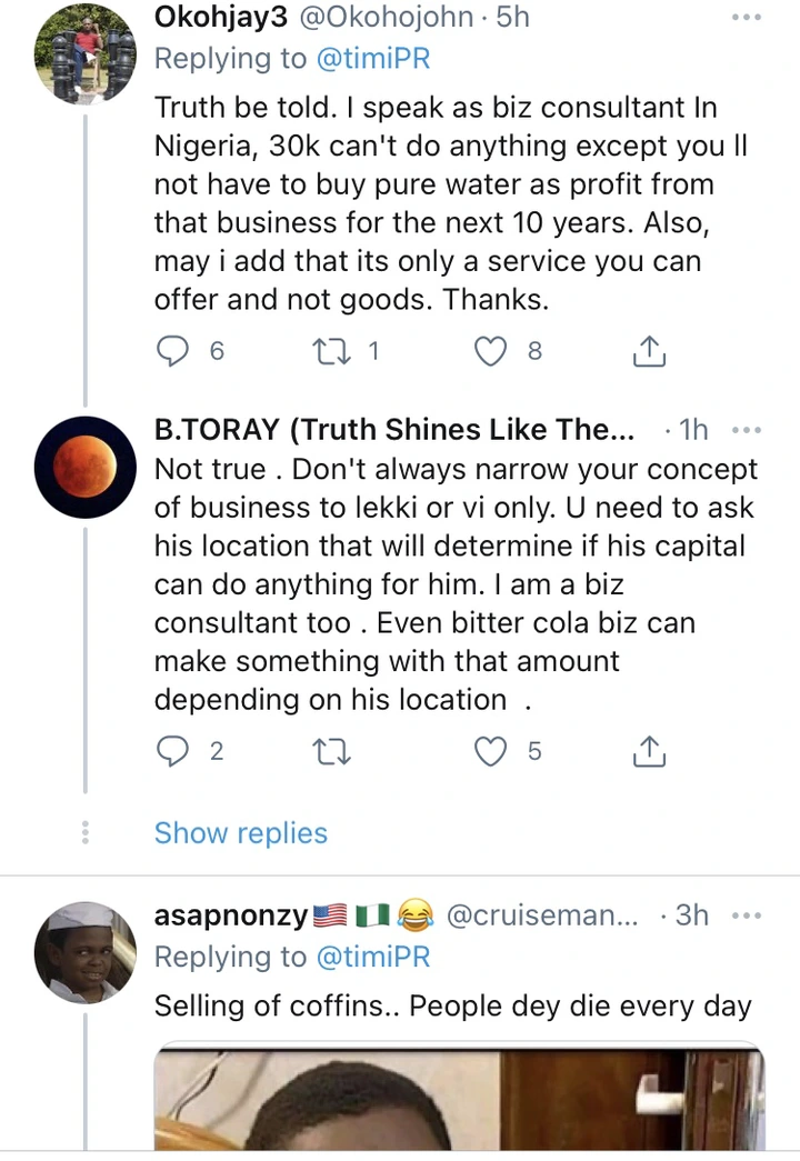 A Man Asked What Type Of Business Can He Start For N30K, Check Out The Responses He Got A Man Asked What Type Of Business Can He Start For N30K, Check Out The Responses He Got