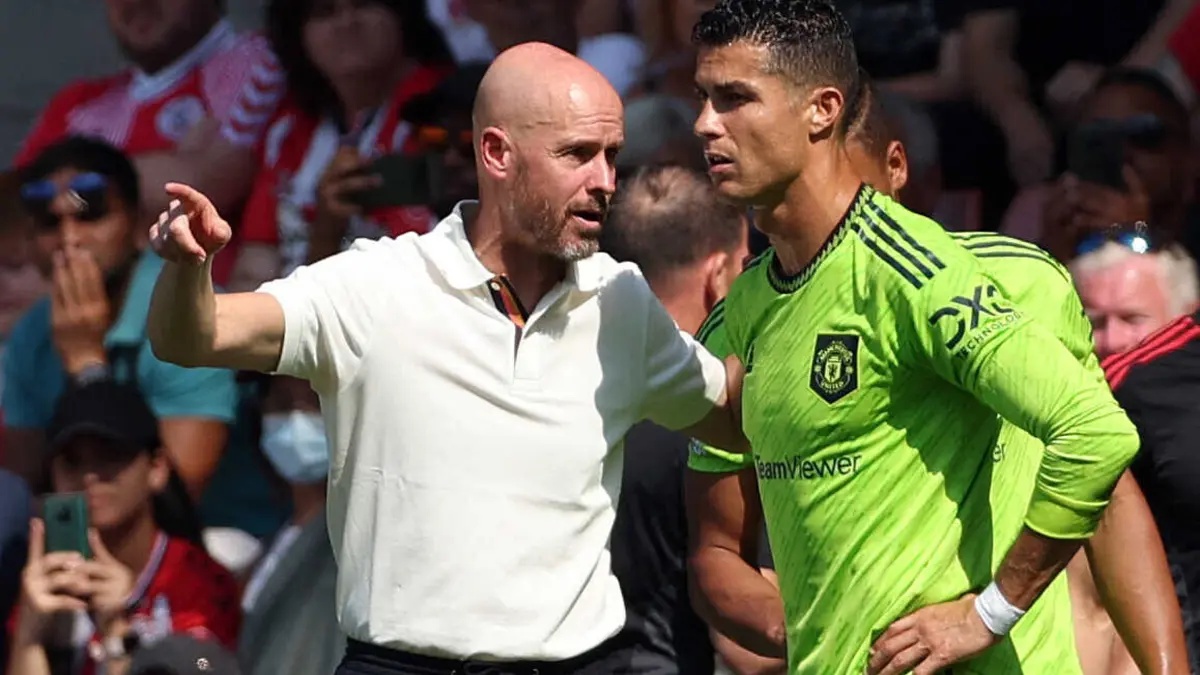 Ronaldo e Ten Hag, em agosto de 2022 (créditos: AFP)