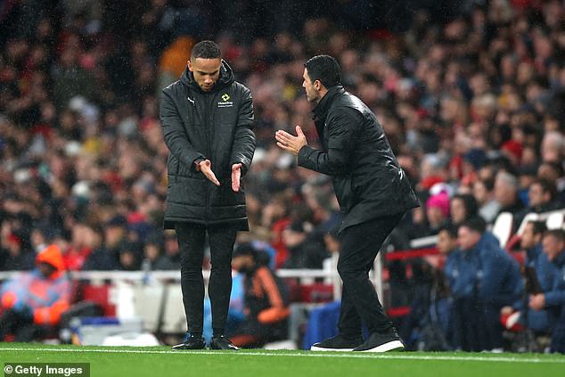 Arteta was booked in the second half by referee Tony Harrington for venturing outside his area