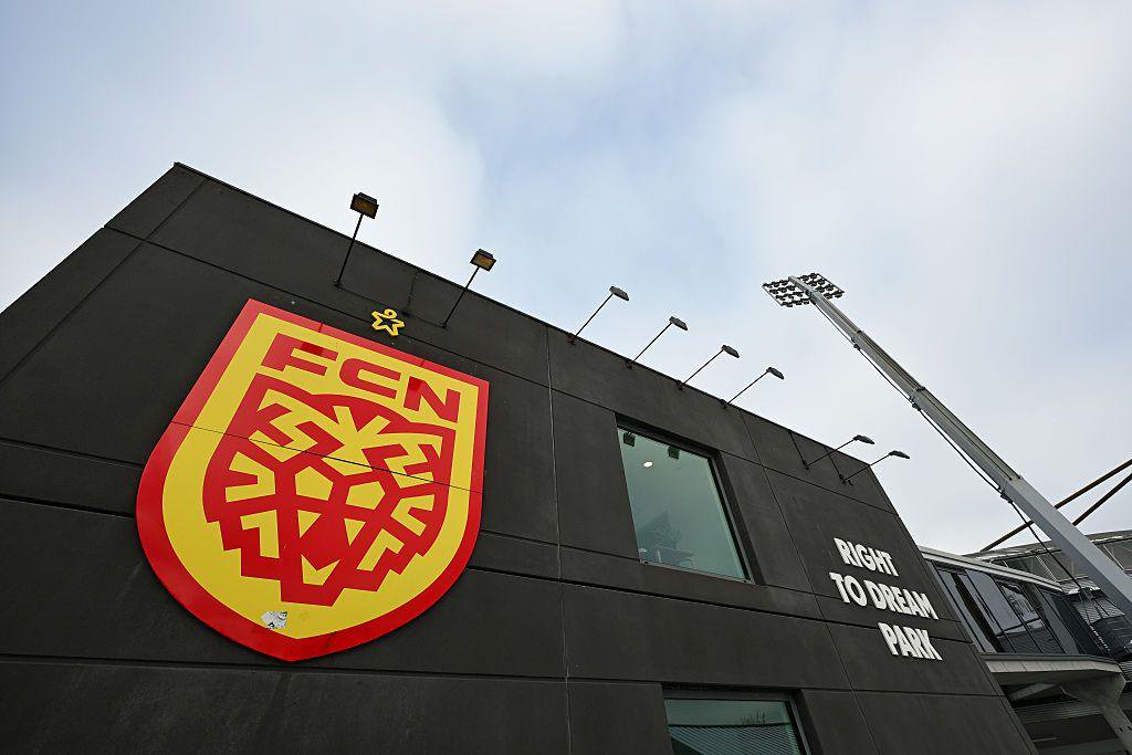 General view outside the stadium prior to the UEFA Women's Europa Cup 2025/26 Quarter-finals Second Leg match between FC Nordsjælland and Eintracht Frankfurt at Right to Dream Park on February 18, 2026 in Copenhagen, Denmark
