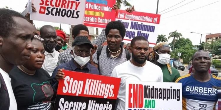 Falana, Falz, others protest insecurity, poverty in Lagos
